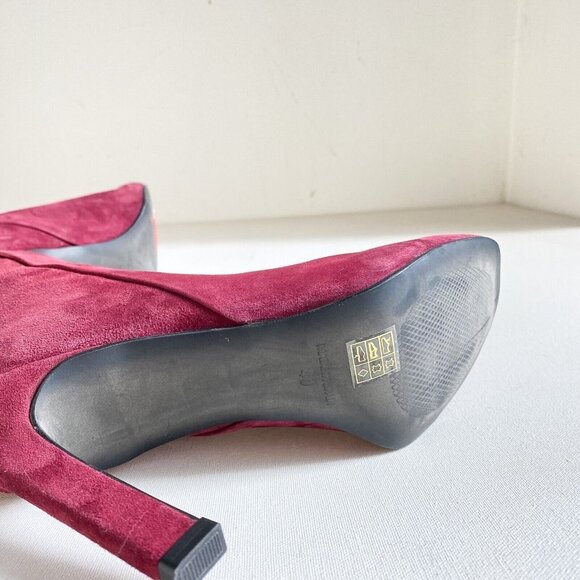 L'Intervalle Burgundy Suede Leather Back Zip Booties 40 - Picture 7 of 8